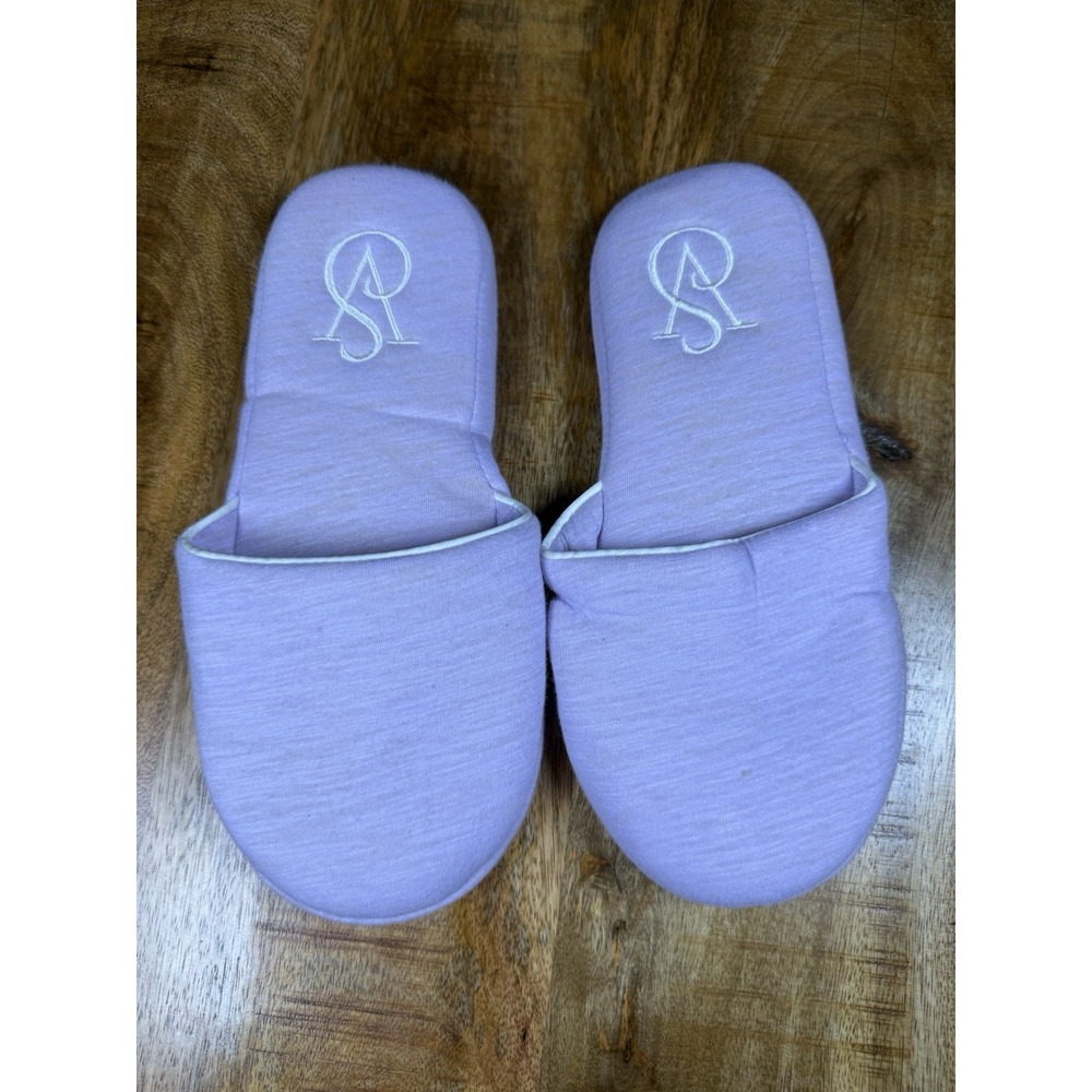 Victoria's Secret Lavender Terry Spa Slippers Women's M Monogram VS Logo